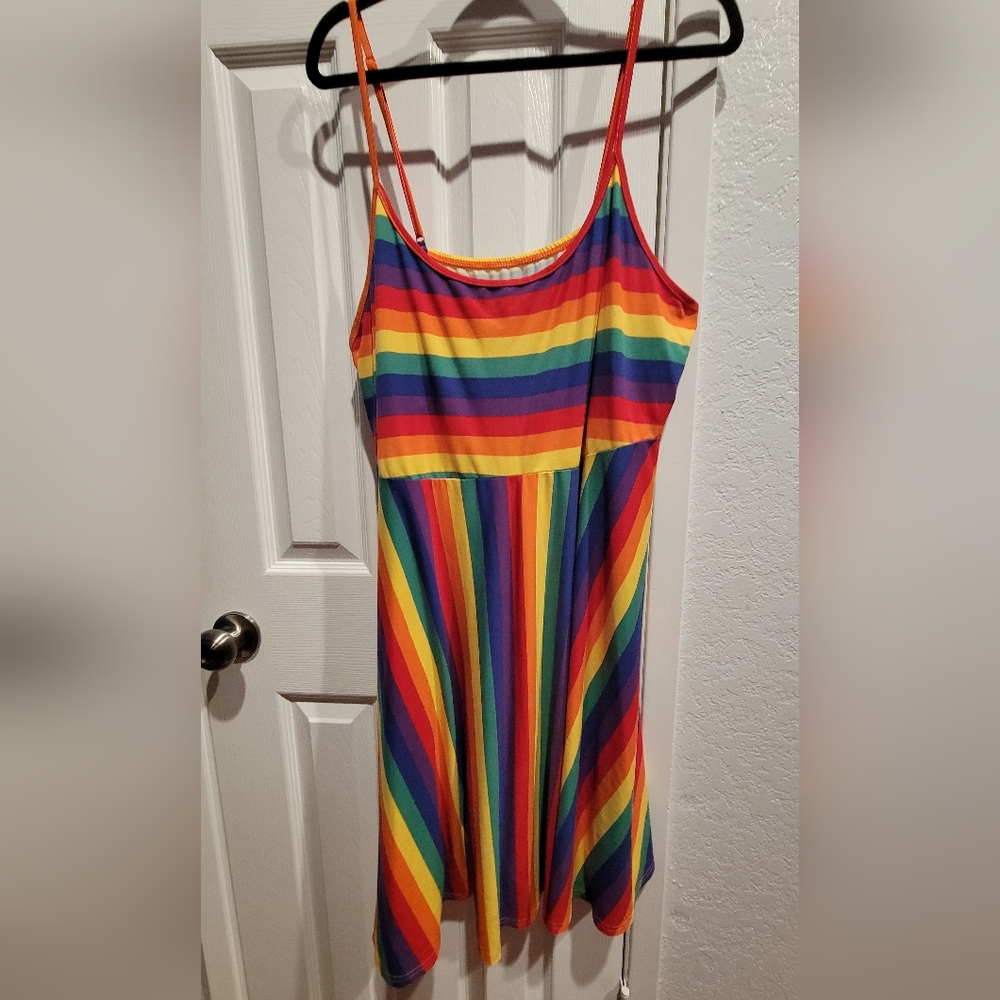 Colorful Rainbow Striped Dress